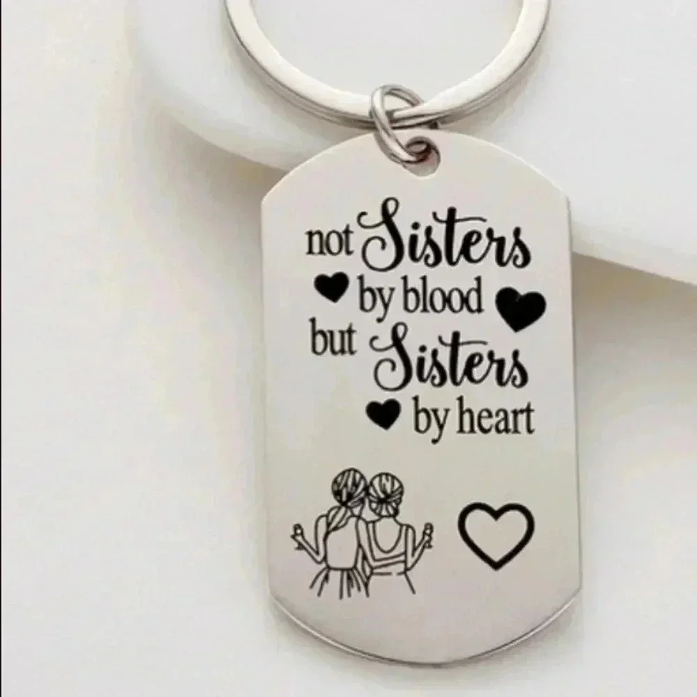 🆕Sisters  Lettering Stainless Steel Keychain🆕